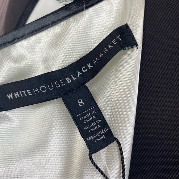 WHITE HOUSE BLACK MARKET Lace Fit & Flare Pleated Tuxedo Dress with Pockets - Picture 7 of 10